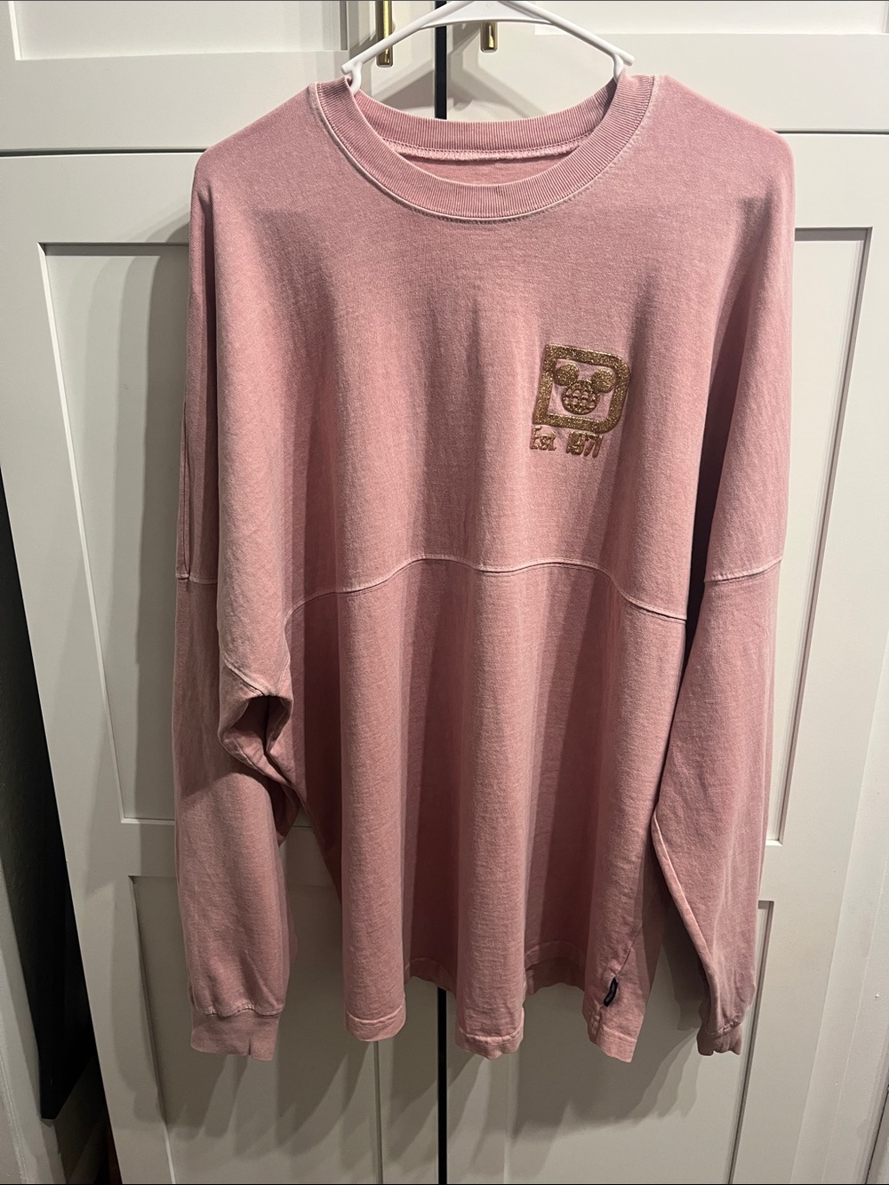 Disney Spirit Jersey Tee in Dusty Pink with Gold Logo